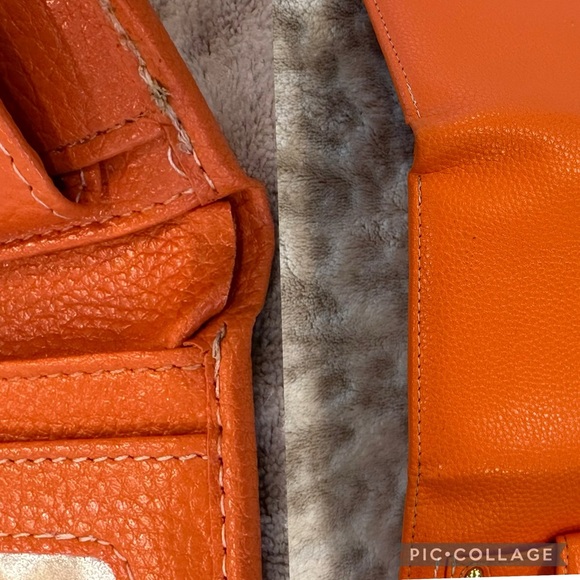 Chloe Vintage Orange Trifold Wallet Gold Accents - Picture 14 of 16